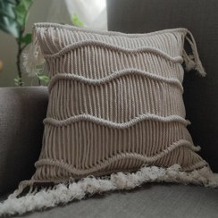 تصویر روکش کوسن مکرومه مدل مینیمال Minimal model macrame cushion cover