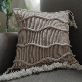 تصویر روکش کوسن مکرومه مدل مینیمال Minimal model macrame cushion cover