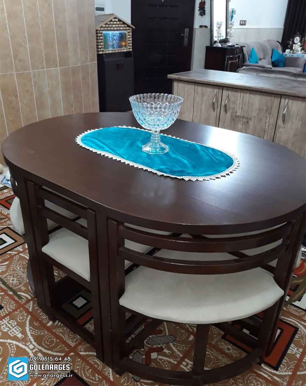 خرید و قیمت میز ناهار خوری کمجا شش نفره چوب روس وارداتی قطر 5 MAHDI WOOD ا  LITTLE SPACE | ترب