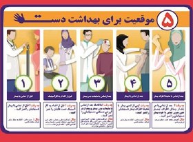 تصویر پوستر پنج 5 موقعیت بهداشت دست 