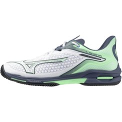 تصویر کفش تنیس میزانو اورجینال Mizuno 61GA247037 Wave Exceed Tour 6 AC Men's Tennis Shoes White / Blue 