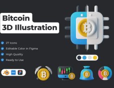 تصویر آیکون های سه بعدی بیت کوین | Bitcoin 3D Icons 