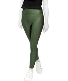 تصویر لگینگ زنانه ورزشی کمر پهن مدل 24035 سبز براق آگی 