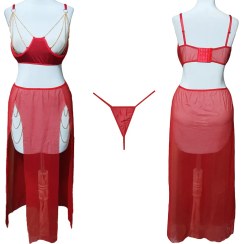 تصویر ست سوتین زنجیری با دامن بلند VIP کد 0155 