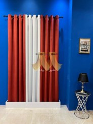 تصویر پرده آماده پانچی مخمل ساده عنابی 