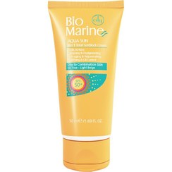 تصویر ضد آفتاب بژ روشن ضدچروک پوست چرب و مختلط SPF50 بایومارین bio marine