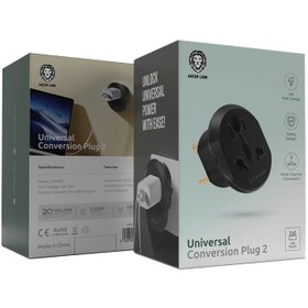 تصویر تبدیل برق سه به دو گرین لاین مدل Conversion EU Plug 2 Green Lion Universal Conversion EU Plug 2 - Black