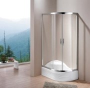 تصویر کابین دوش شیشه ای سکودار جلو گرد،زیردوشی ، Gemy 13182B ابعاد - 120*80*199