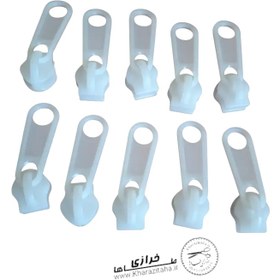 تصویر سرزیپ پلاستیکی دنده5 سفید بسته ده عددی