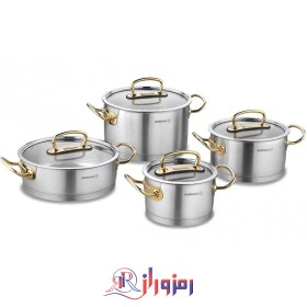 تصویر سرویس قابلمه 8 پارچه کرکماز PROLINE GOLD مدل A1148 Korkmaz PROLINE A1148 GOLD 8-piece pot service