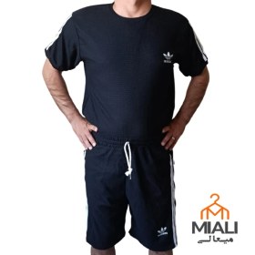 تصویر ست تیشرت و شلوارک مردانه طرح آدیداس رنگ مشکی 