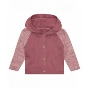 تصویر سویشرت کلاه دار بافت لوپیلو طرح جگری راه راه 