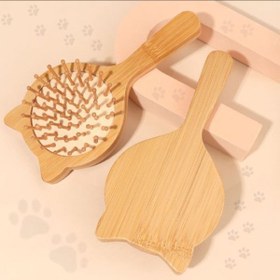 تصویر برس مو چوبی طرح گربه 