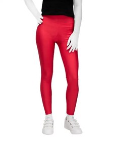 تصویر لگینگ زنانه ورزشی کمر پهن مدل 24035 قرمز براق آگی 