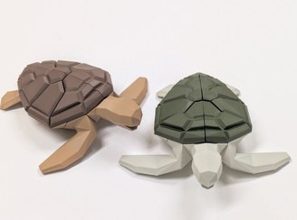 تصویر پازل سه بعدی لاک پشت با اتصالات مگنتی قهوه ای 