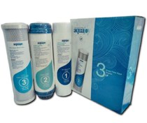 تصویر پک فیلتر تصفیه آب خانگی آکواجوی شامل الیافی و کربن 