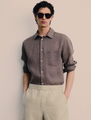 تصویر شلوارک کتان با فیت معمولی برند H&M Regular Fit Linen Shorts