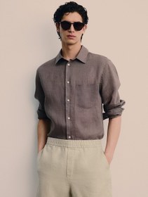 تصویر شلوارک کتان با فیت معمولی برند H&M Regular Fit Linen Shorts