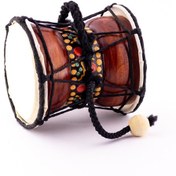 تصویر طبلک (دامارو) دستساز نپال | طبل مراقبه و ریتمیک سنتی با مهره‌های کوبنده 