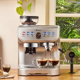 تصویر اسپرسو ساز و آسیاب قهوه همراه با فوم ساز شیر 15 بار کاراجا Coffee Art Barista 