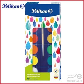 تصویر آبرنگ پلیکان مدل تی ۲۱ Pelikan Opaque Paint Box 12 Colours +1 BRush 