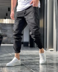 تصویر شلوار مام فیت مشکی مردانه کد 1468 - 36 Black mom fit jeans for men, code 1468