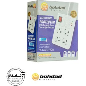 تصویر محافظ 4 خانه کامپیوتر با کابل 3 متری و مغزی سرامیکی بهداد الکتریک Four way computer Protector with 3 meter cable and ceramic core Behdad Electric