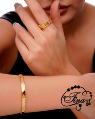 تصویر دستبند و انگشتر ست - طلایی 