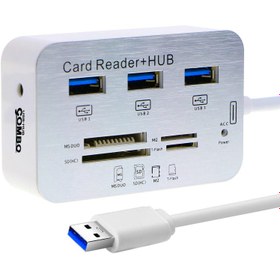 تصویر هاب کمبو 3 پورت USB3.0/3.1 و رم ریدر دی نت ا D-NET Combo Card Reader and HUB 3 Port USB3.0/3.1 D-NET Combo Card Reader and HUB 3 Port USB3.0/3.1