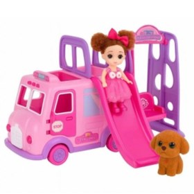 تصویر اسباب بازی مدل ست اتوبوس همراه باربی و سگ کد 71022/182 