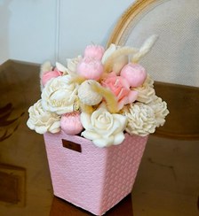 تصویر باکس گل شمع ۲۰ شاخه‌ای رنگ صورتی استخوانی، رها کندل۶، ارتفاع حدود ۳۰ سانت، رها مال 