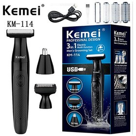 تصویر ریش‌تراش سه‌کاره کیمی مدل KM-114 - مشکی KEMEI Grooming Set 3 in 1 KM-114