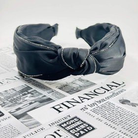 تصویر تل سر گره ای نگینی - مشکی 