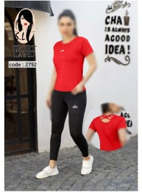 تصویر ست تیشرت لگ ورزشی زنانه کد 2792 ( تک عددی ) 
