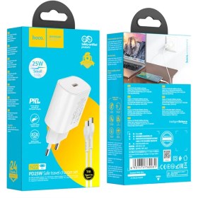 تصویر شارژر دیواری هوکو مدل N22 PD 25W به همراه کابل تبدیلUSB-C 