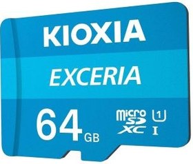 تصویر کارت حافظه MicroSDXC کیوکسیا مدل Kioxia EXCERIA UHS-I U1 V10 ظرفیت 64 گیگابایت Kioxia EXCERIA UHS-I U1 V10 64GB MicroSDXC + SD adapter