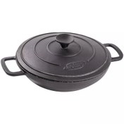 تصویر تابه ووک چدنی نالینو مدل Feleti با درب سایز 28 کد 0124 Nalino cast iron wok pan, Feleti model, size 28, code 0124