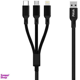 تصویر کابل تبدیل USB به MicroUSB / USB-C / لایتنینگ پاواریال مدل DC-03 طول 1.2 متر 