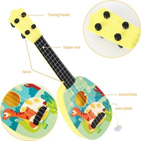 تصویر اسباب بازی گیتار یوکوله برای کودکان با رنگ تصادفی برند syosi Kids Ukulele Guitar Toy Random Color