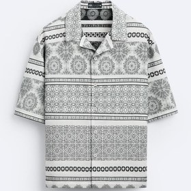 تصویر پیراهن مردانه اورجینال مردانه زارا GEOMETRIC JACQUARD OVERSHIRT 