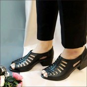 تصویر صندل زنانه پاشنه دارطبی مدل خورشیدی طرح حصیری - کد 1568535 
