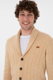 تصویر ژاکت جلو باز مردانه کش بافش ماسه U.S. Polo Assn. 