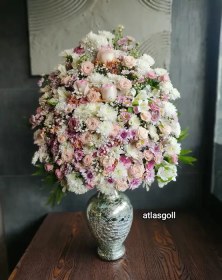 تصویر جام گل سفید صورتی طرح راحله 