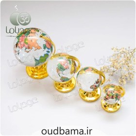 تصویر کره زمین کریستال نقشه رنگی فنگشویی CRYSTAL GLOBE 