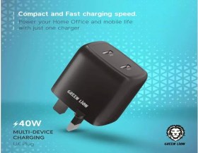 تصویر شارژر دیواری دو پورت تایپ‌ سی گرین Green Dual Port USB-C Wall Charger 