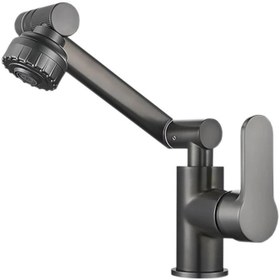 تصویر شیر آب تلسکوپی بازویی مدل واتر تپ(رنگ طوسی) (شیر متحرک 360درجه - شیر متحرک روشویی) Water tap valve