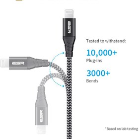 تصویر کابل تبدیل تایپ سی به لایتنینگ ای اِس آر مدل Braided Nylon طول 1 متر ESR Braided Nylon Type-C to Lightning Cable