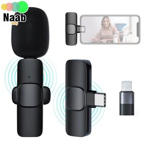 تصویر میکروفن یقه ای بی سیم موبایل K 8 PRO TYPE C @ IPHONE wireless microphone 