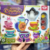 تصویر ست سرامیکی رنگ آمیزی چای خوری 15 تیکه 