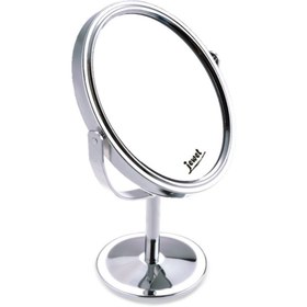 تصویر آینه آرایشی رومیزی کوچک گرد 4 اینچی عدسی 5 برابری مدل GM-1412 جول Jewel M<akeup mirror / small and round / 4 inch 5* lens/ GM-1412 Jewel